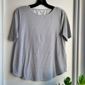 Jacqueline De Yong Striped Tshirt Black and White Medium